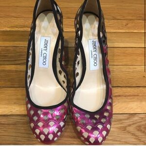 Jimmy Choo Fuchsia and Cream Heels